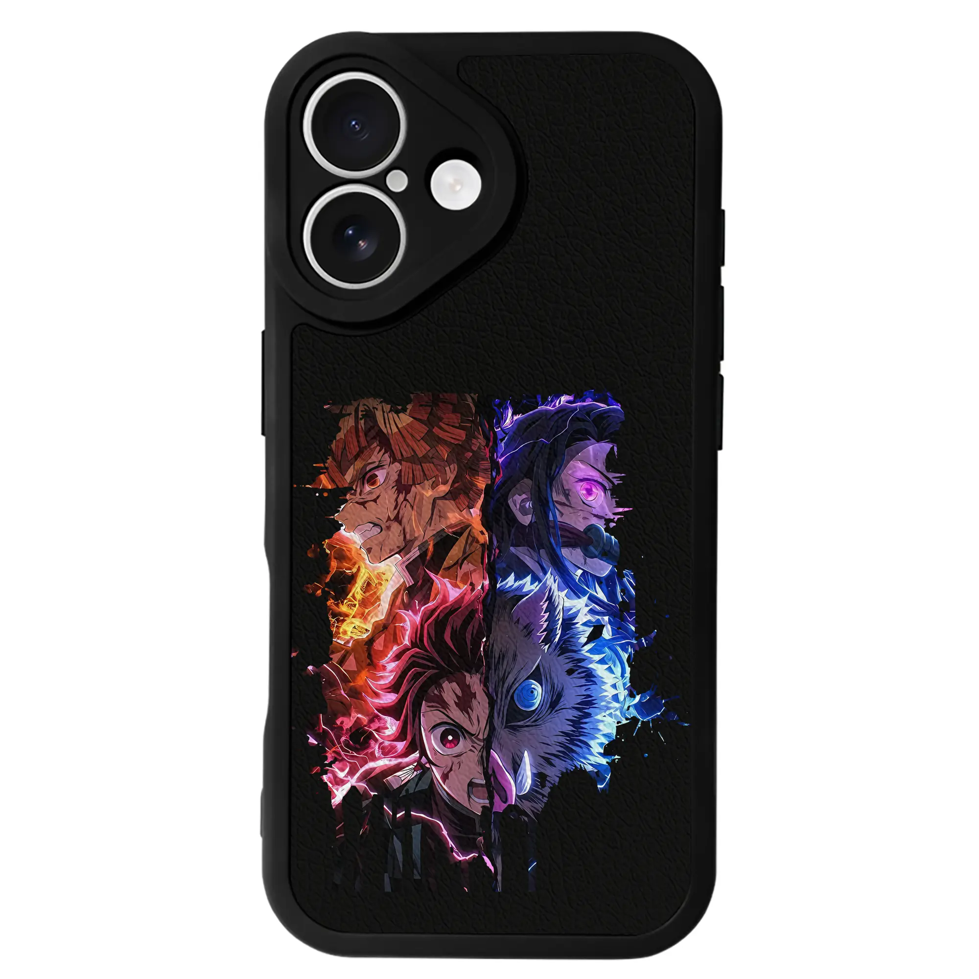 鬼滅の刃 グッズ,竈門 炭治郎 - IPhone 16シリーズ対応 ・ シリコンスマホケース ・ レザー調 ・ 高精度フィット ・ 耐衝撃 ・ ワイヤレス充電対応 ・ 精密カット